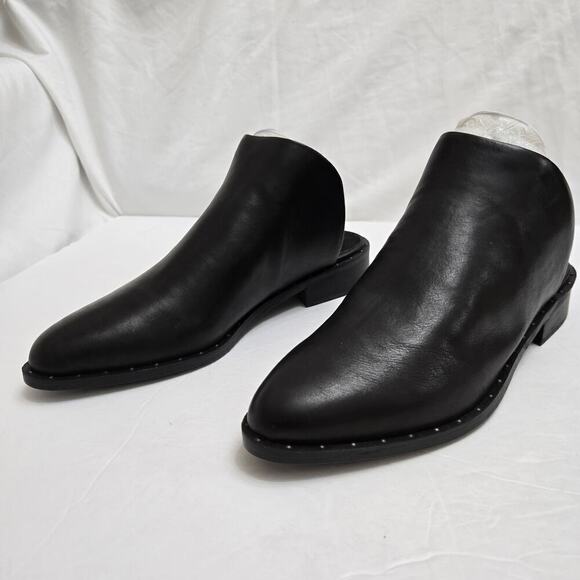 NWOB Lucky Brand Pentt Bootie Black Leather Studded Mule Booties 7.5M Slip-on - Picture 4 of 10